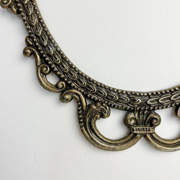 Vintage 50s Italian Gilt Brass Oval Frame – Heavy 17"x12" Rococo Wall Art - Picture 2 of 8